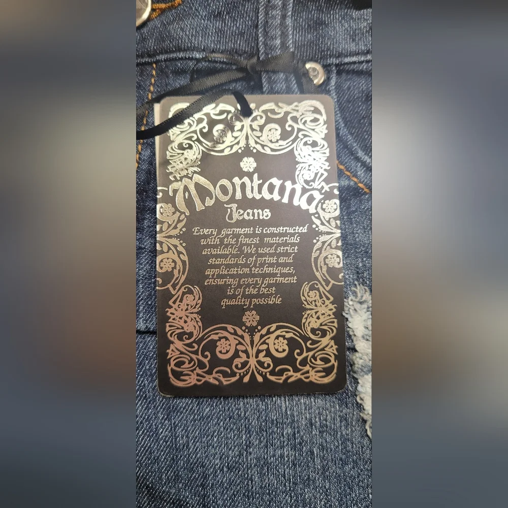❤️ MONTANA JEANS SHORTS LOW WAIST EMBELLISHED RHINESTONE.SIZE: 5/6 COLOR:  BLUE - Picture 12 of 14